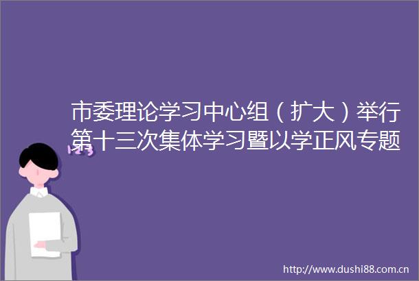 市委理论学习中心组（扩大）举行第十三次集体学习暨以学正风专题研讨