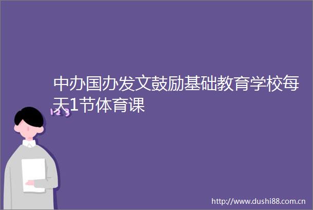 中办国办发文鼓励基础教育学校每天1节体育课