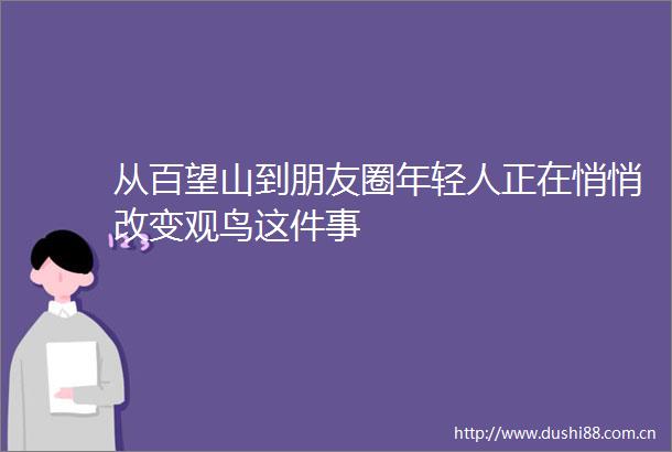 从百望山到朋友圈年轻人正在悄悄改变观鸟这件事