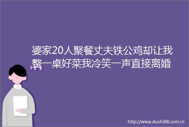 婆家20人聚餐丈夫铁公鸡却让我整一桌好菜我冷笑一声直接离婚