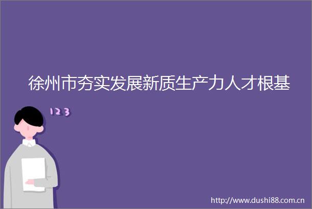 徐州市夯实发展新质生产力人才根基
