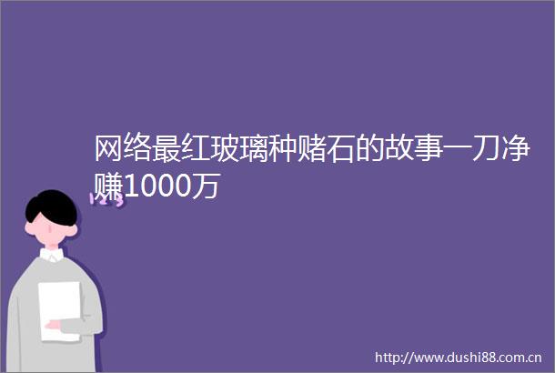 网络最红玻璃种赌石的故事一刀净赚1000万