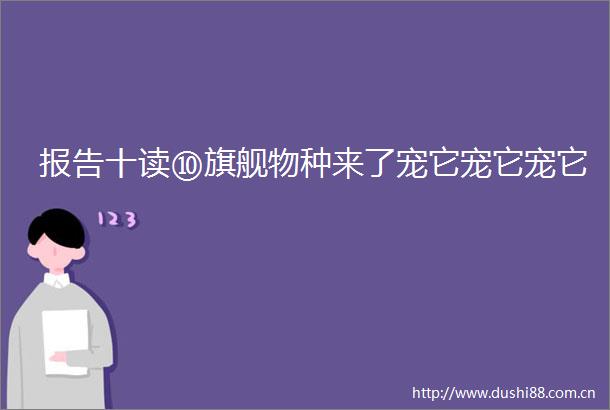 报告十读⑩旗舰物种来了宠它宠它宠它
