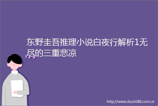 东野圭吾推理小说白夜行解析1无尽的三重悲凉