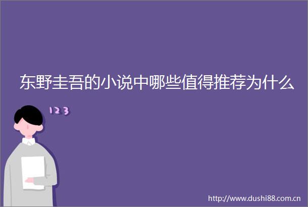 东野圭吾的小说中哪些值得推荐为什么