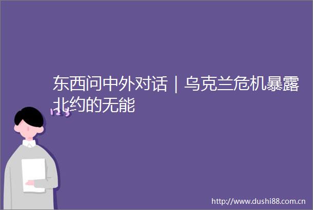 东西问中外对话｜乌克兰危机北约的无能