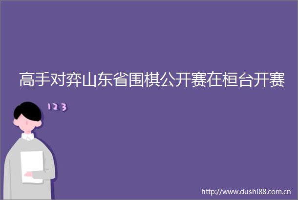 高手对弈山东省围棋公开赛在桓台开赛