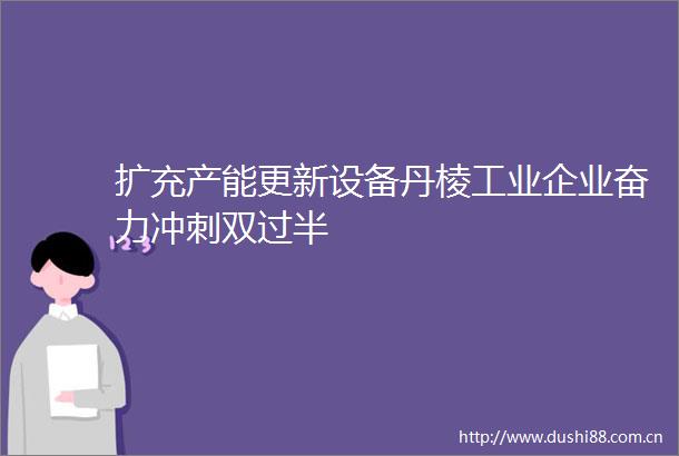 扩充产能更新设备丹棱工业企业奋力冲刺双过半