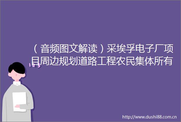 （音频图文解读）采埃孚电子厂项目周边规划道路工程农民集体所有土地征收补偿方案的政策解读