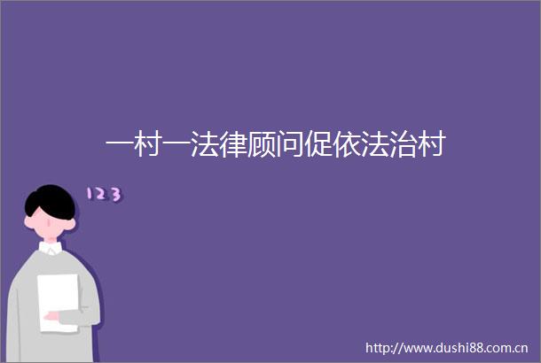 一村一顾问促依法治村
