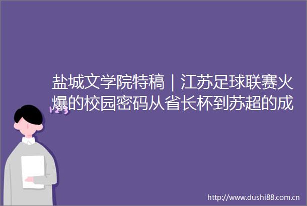盐城文学院特稿｜江苏足球联赛火爆的校园密码从省长杯到苏超的成长之路