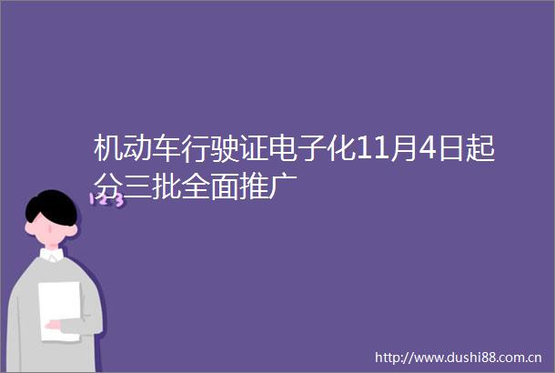 机动车行驶证电子化11月4日起分三批全面推广