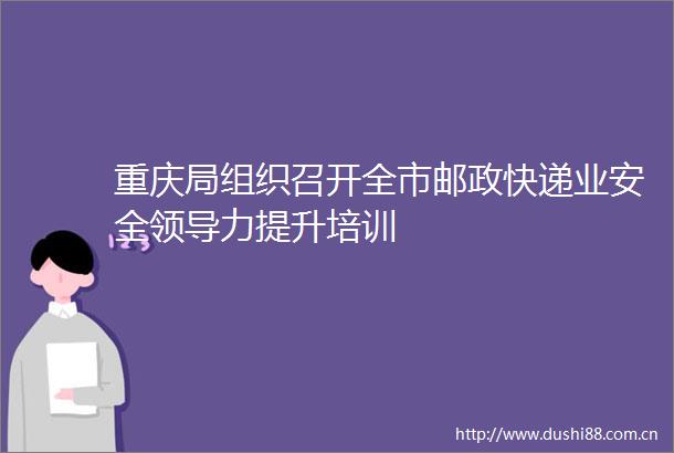 重庆局组织召开全市邮政快递业安全力提升培训