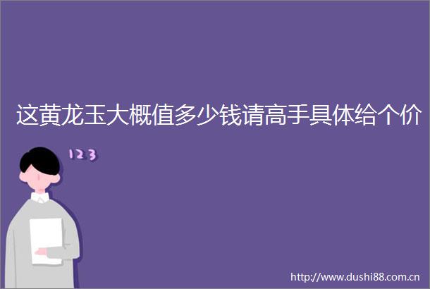 这黄龙玉大概值多少钱请高手具体给个价