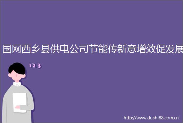 国网西乡县供电公司节能传新意增效促发展