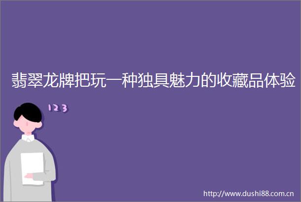 翡翠龙牌把玩一种独具魅力的收藏品体验