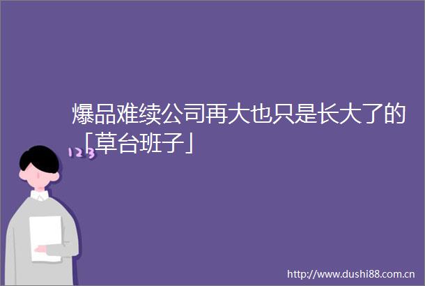 爆品难续公司再大也只是长大了的「草台班子」