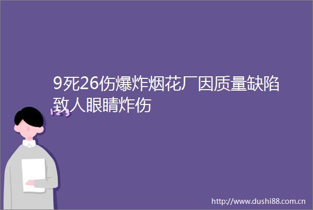 9死26伤烟花厂因质量缺陷致人眼睛炸伤