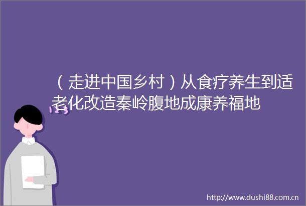 （走进乡村）从食疗养生到适老化改造秦岭腹地成康养福地