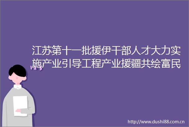 江苏第十一批援伊人才大力实施产业引导工程产业援疆共绘富民兴疆新画卷