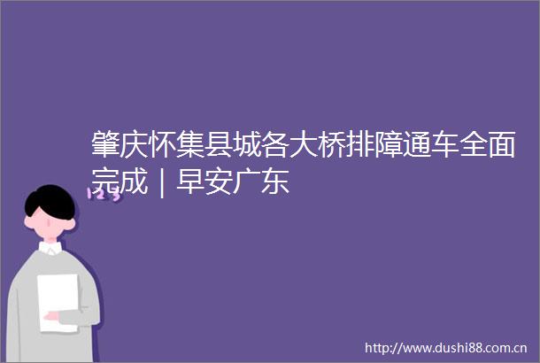 肇庆怀集县城各大桥排障通车全面完成｜早安广东