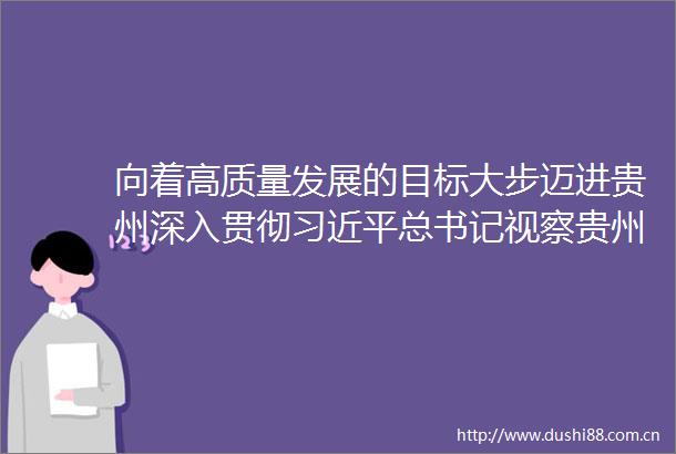 向着高质量发展的目标大步迈进贵州深入贯彻总书记视察贵州重要讲话精神全力以赴围绕四新主攻四化