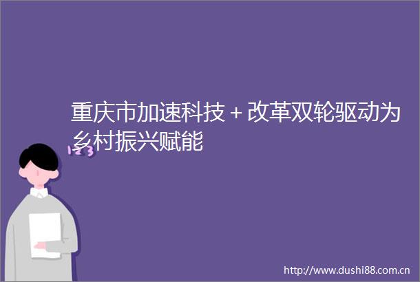 重庆市加速科技＋改革双轮驱动为乡村振兴赋能