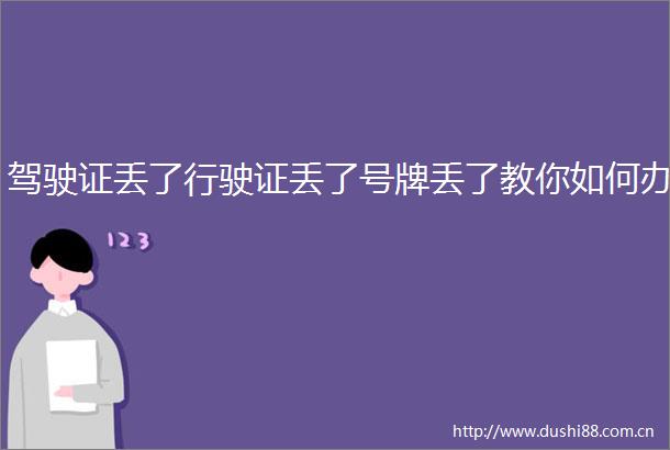 驾驶证丢了行驶证丢了号牌丢了教你如何办