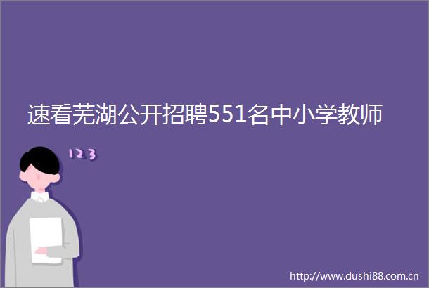 速看芜湖公开招聘551名中小学教师