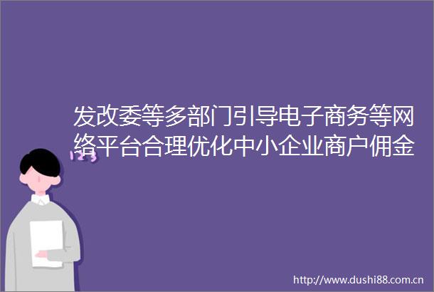 发改委等多部门引导电子商务等网络平台合理优化中小企业商户佣金等费用