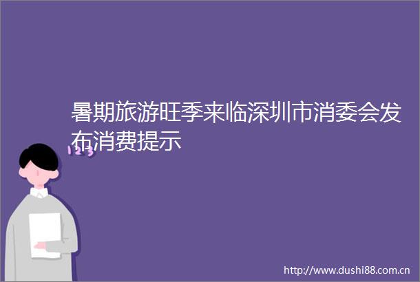 暑期旅游旺季来临深圳市消委会发布消费提示