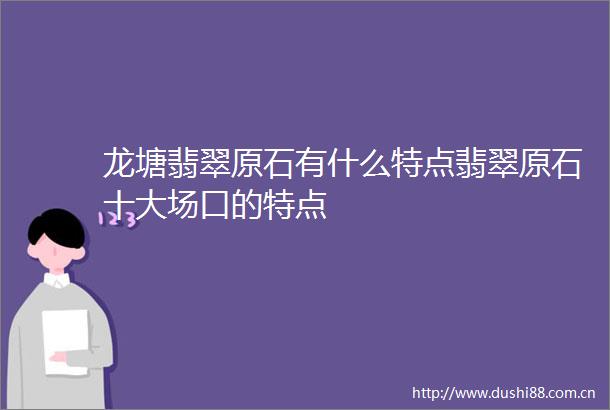 龙塘翡翠原石有什么特点翡翠原石十大场口的特点