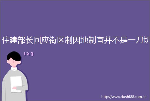 住建部长回应街区制因地制宜并不是一刀切