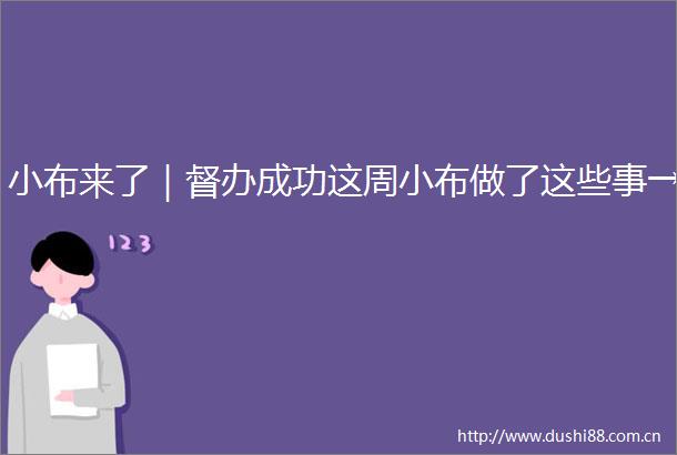 小布来了｜督办成功这周小布做了这些事→