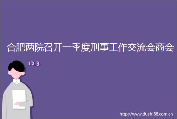 合肥两院召开一季度刑事工作交流会商会
