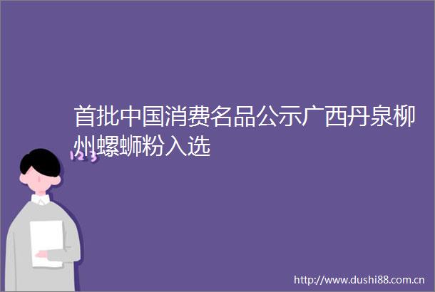 首批消费名品公示广西丹泉柳州螺蛳粉入选
