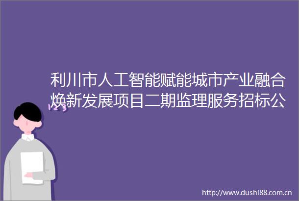 利川市人工智能赋能城市产业融合焕新发展项目二期监理服务招标公告