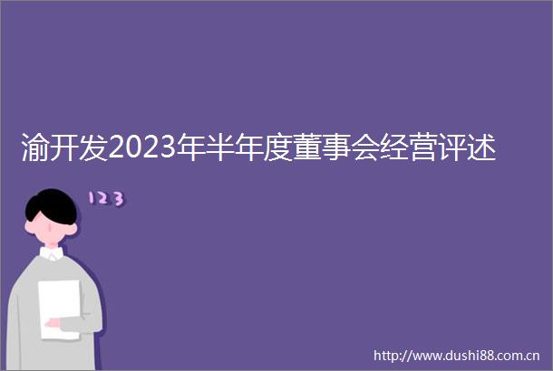 渝开发2023年半年度董事会经营评述