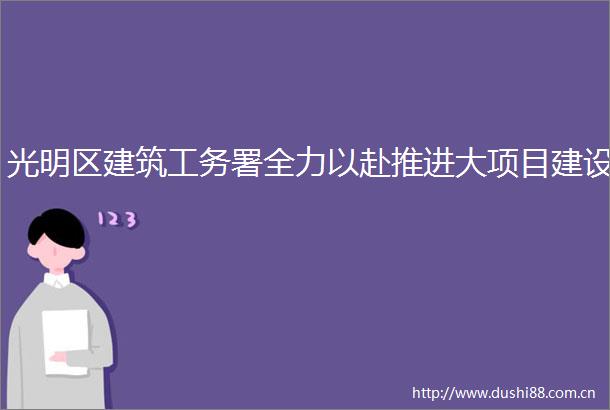 光明区建筑工务署全力以赴推进大项目建设
