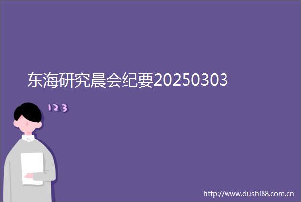 东海研究晨会纪要20250303