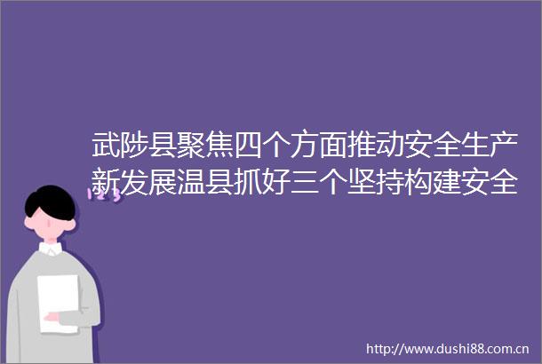 武陟县聚焦四个方面推动安全生产新发展温县抓好三个坚持构建安全发展新局面