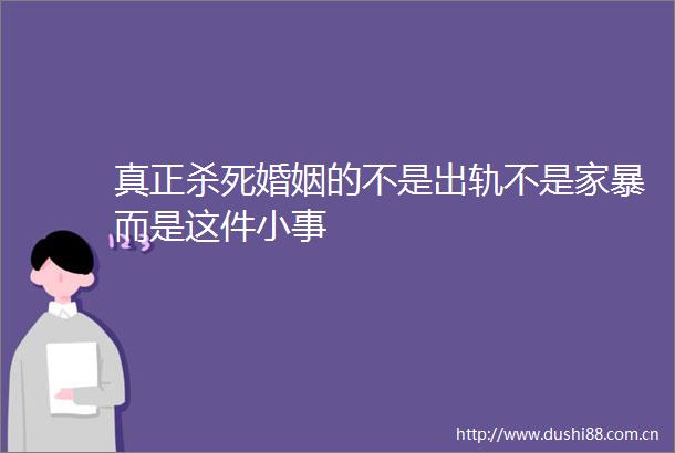 真正杀死婚姻的不是出轨不是家暴而是这件小事
