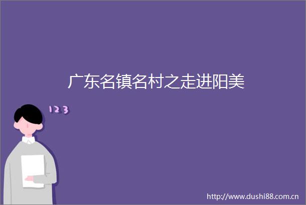 广东名镇名村之走进阳美