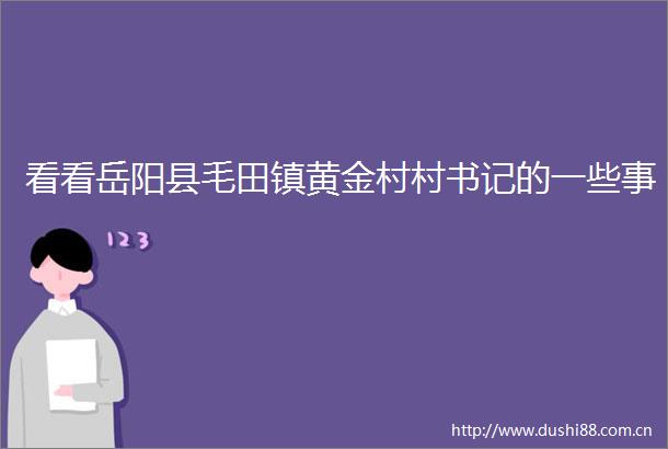 看看岳阳县毛田镇黄金村村书记的一些事