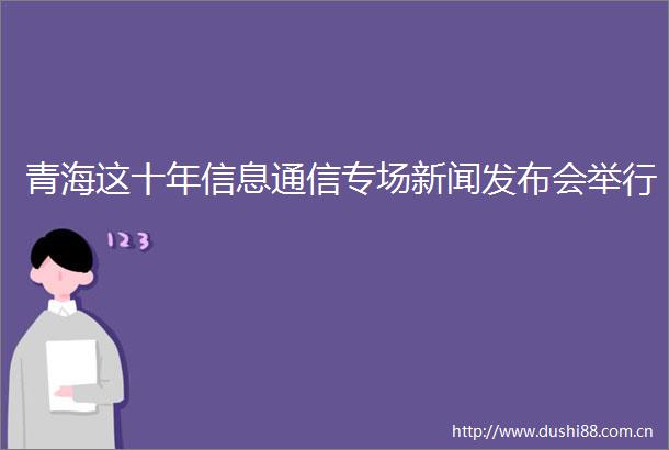 青海这十年信息通信专场新闻发布会举行