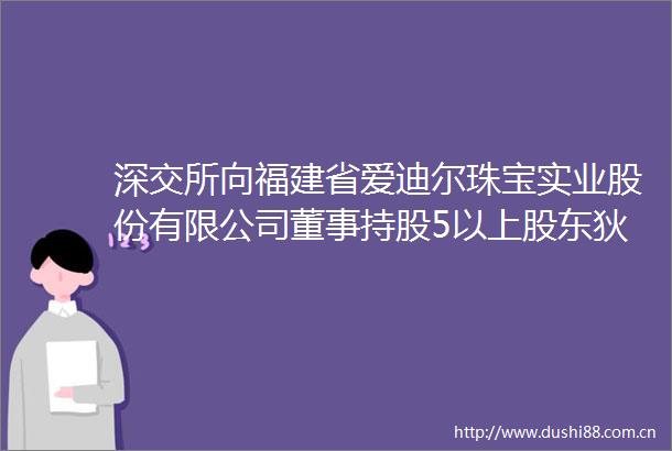 深交所向福建省爱迪尔珠宝实业股份有限公司董事持股5以上股东狄爱玲发出监管函