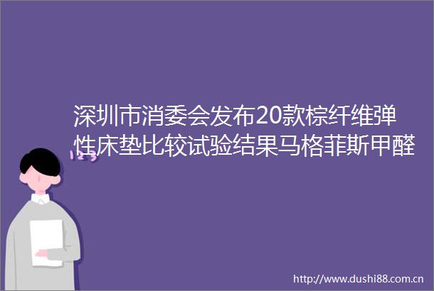 深圳市消委会发布20款棕纤维弹性床垫比较试验结果马格菲斯甲醛释放量与标签标识项目均不符合要求