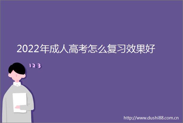 2022年成人高考怎么复习效果好