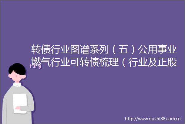 转债行业图谱系列（五）公用事业燃气行业可转债梳理（行业及正股分析篇）（东吴固收李勇徐津晶）20230417