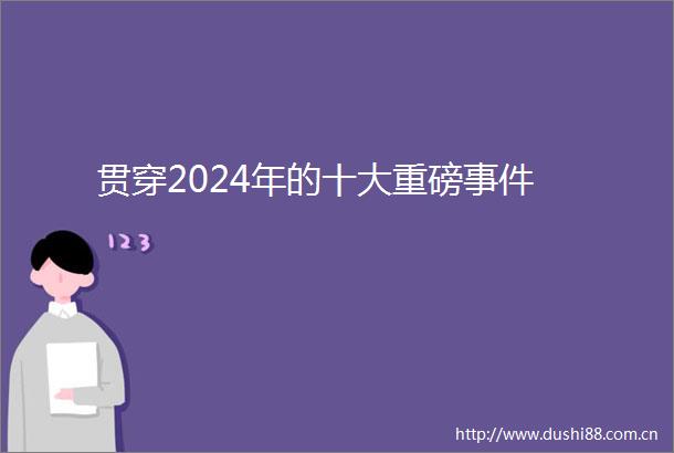 贯穿2024年的十大重磅